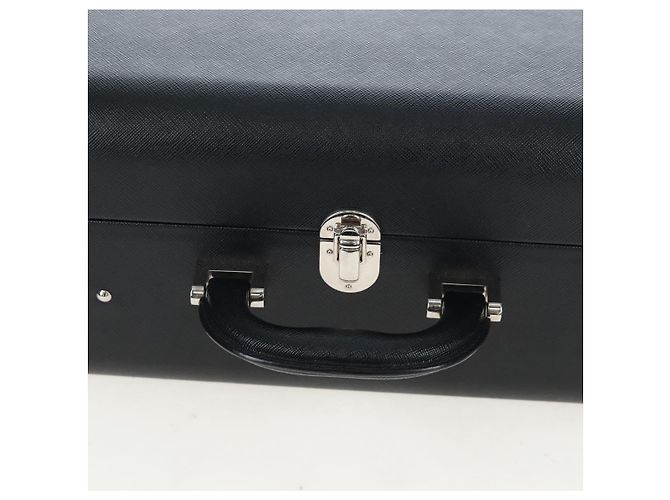 Baule PRADA pelle Saffiano Black Silver Auth 206701V Nero Argento - vista 15