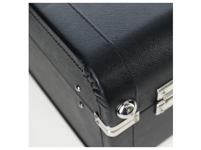 Baule PRADA pelle Saffiano Black Silver Auth 206701V Nero Argento - vista 18