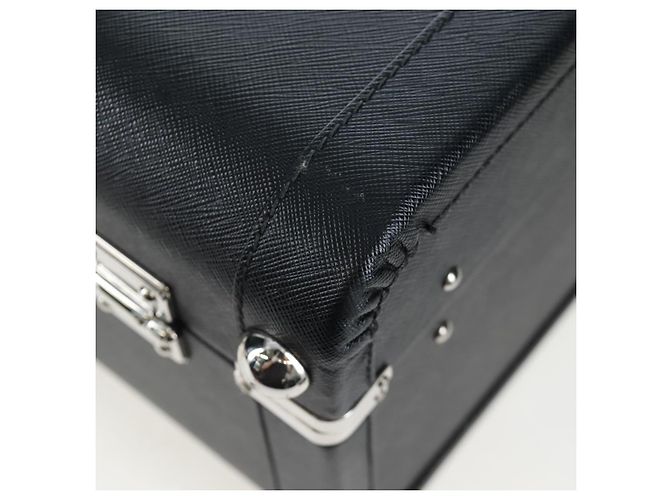 Baule PRADA pelle Saffiano Black Silver Auth 206701V Nero Argento - vista 19