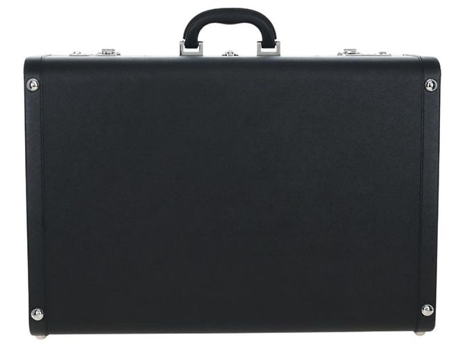 Baule PRADA pelle Saffiano Black Silver Auth 206701V Nero Argento - vista 2