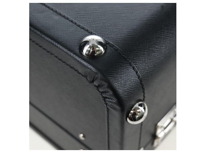Baule PRADA pelle Saffiano Black Silver Auth 206701V Nero Argento - vista 20