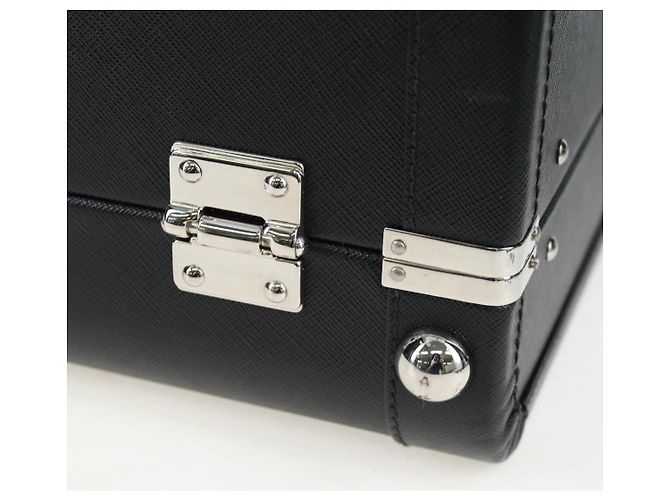 Baule PRADA pelle Saffiano Black Silver Auth 206701V Nero Argento - vista 23
