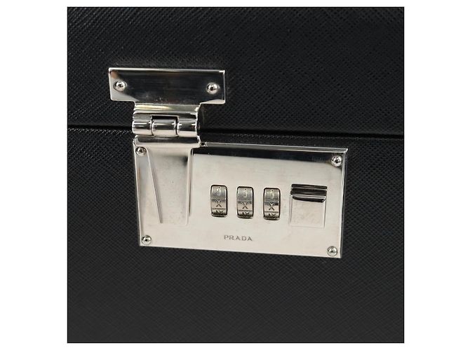 Baule PRADA pelle Saffiano Black Silver Auth 206701V Nero Argento - vista 25