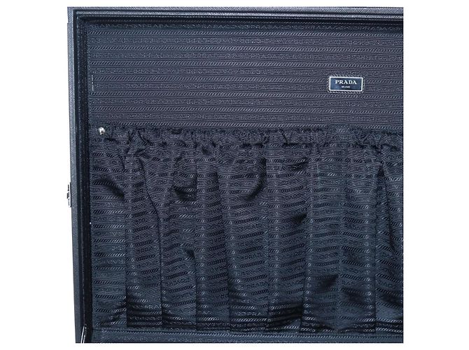 Baule PRADA pelle Saffiano Black Silver Auth 206701V Nero Argento - vista 27