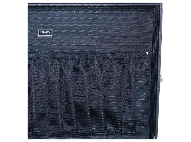 Baule PRADA pelle Saffiano Black Silver Auth 206701V Nero Argento - vista 28