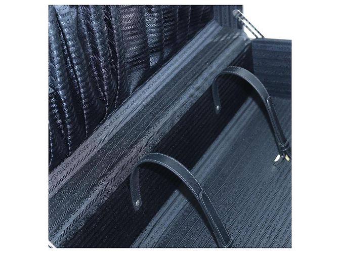 Baule PRADA pelle Saffiano Black Silver Auth 206701V Nero Argento - vista 31