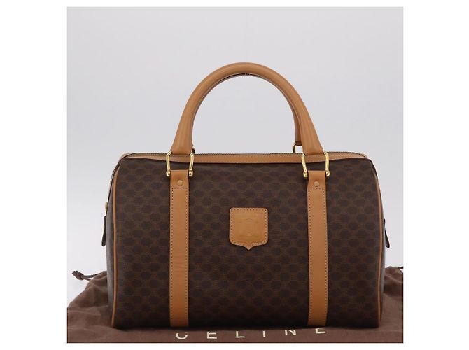 Céline Sac à main CELINE Macadam Canvas PVC Leather Brown Gold Auth 205250V Marron Doré - vue 12