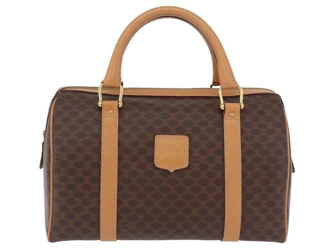 Céline Sac à main CELINE Macadam Canvas PVC Leather Brown Gold Auth 205250V Marron Doré - vue 13
