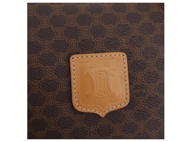 Céline Sac à main CELINE Macadam Canvas PVC Leather Brown Gold Auth 205250V Marron Doré - vue 18