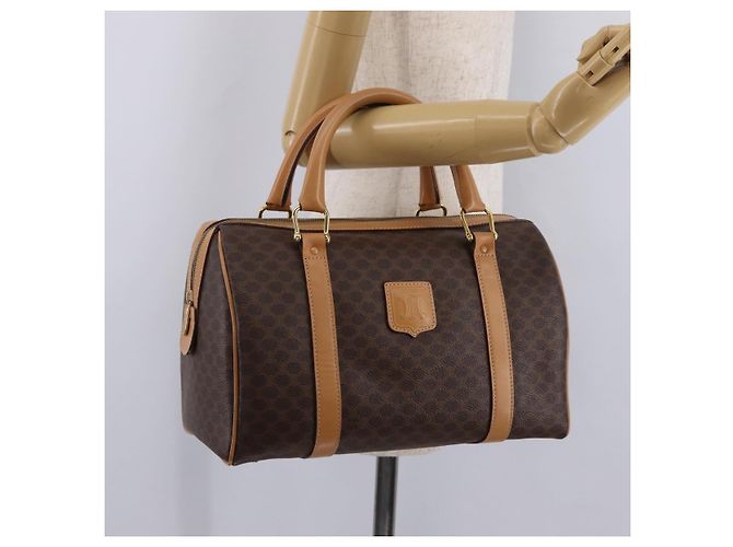 Céline Sac à main CELINE Macadam Canvas PVC Leather Brown Gold Auth 205250V Marron Doré - vue 24