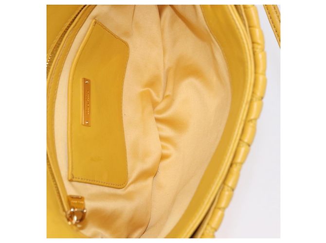 Borsa a tracolla Miu Miu Matelassé in pelle 2way Yellow Gold Auth 202504A D'oro Giallo - vue 11