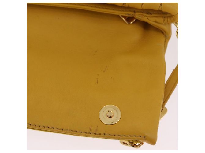 Borsa a tracolla Miu Miu Matelassé in pelle 2way Yellow Gold Auth 202504A D'oro Giallo - vue 22