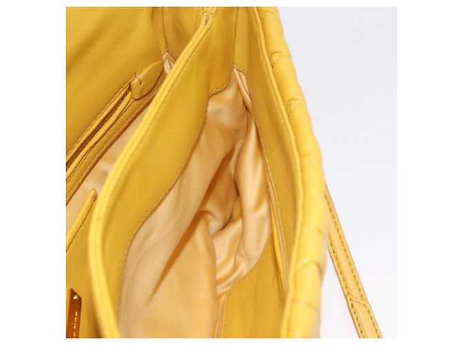 Borsa a tracolla Miu Miu Matelassé in pelle 2way Yellow Gold Auth 202504A D'oro Giallo - vue 27