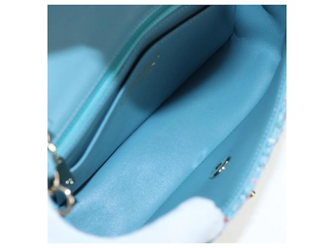 CHANEL Chanel 19 Dixneuf Borsa a tracolla con catena in tweed blu e oro CC Auth BA16208SM Blu chiaro - vista 10