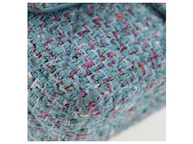 CHANEL Chanel 19 Dixneuf Borsa a tracolla con catena in tweed blu e oro CC Auth BA16208SM Blu chiaro - vista 14