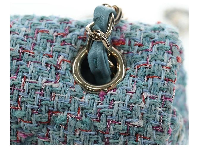 CHANEL Chanel 19 Dixneuf Borsa a tracolla con catena in tweed blu e oro CC Auth BA16208SM Blu chiaro - vista 18