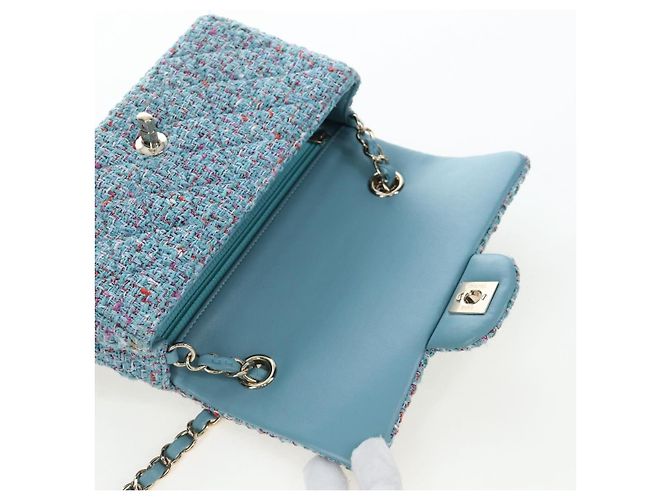 CHANEL Chanel 19 Dixneuf Borsa a tracolla con catena in tweed blu e oro CC Auth BA16208SM Blu chiaro - vista 20