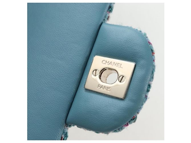 CHANEL Chanel 19 Dixneuf Borsa a tracolla con catena in tweed blu e oro CC Auth BA16208SM Blu chiaro - vista 21