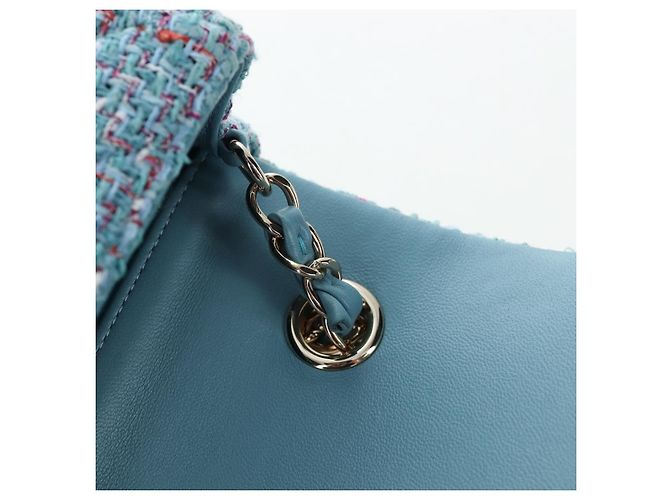 CHANEL Chanel 19 Dixneuf Borsa a tracolla con catena in tweed blu e oro CC Auth BA16208SM Blu chiaro - vista 22
