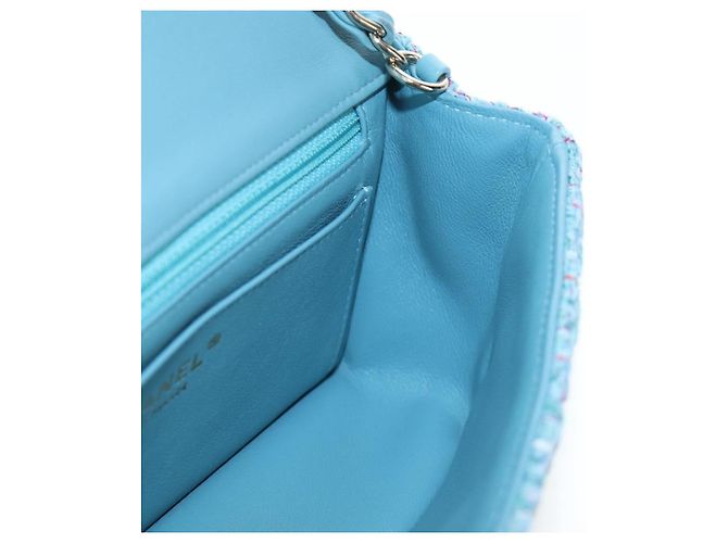 CHANEL Chanel 19 Dixneuf Borsa a tracolla con catena in tweed blu e oro CC Auth BA16208SM Blu chiaro - vista 24