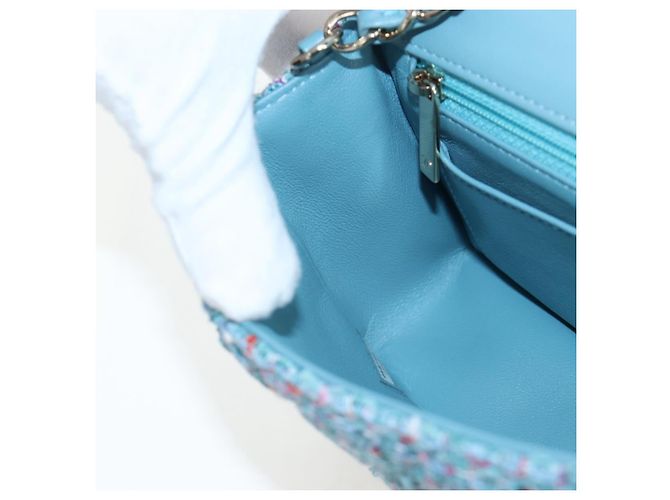 CHANEL Chanel 19 Dixneuf Borsa a tracolla con catena in tweed blu e oro CC Auth BA16208SM Blu chiaro - vista 25