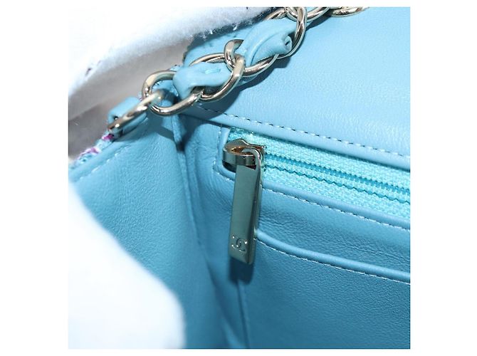 CHANEL Chanel 19 Dixneuf Borsa a tracolla con catena in tweed blu e oro CC Auth BA16208SM Blu chiaro - vista 26