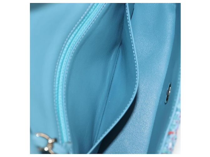 CHANEL Chanel 19 Dixneuf Borsa a tracolla con catena in tweed blu e oro CC Auth BA16208SM Blu chiaro - vista 28