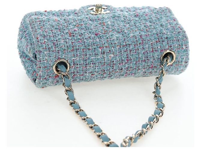 CHANEL Chanel 19 Dixneuf Borsa a tracolla con catena in tweed blu e oro CC Auth BA16208SM Blu chiaro - vista 6