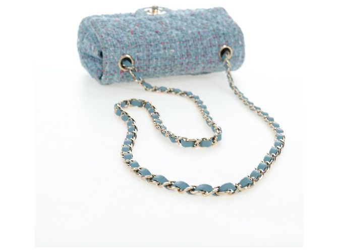 CHANEL Chanel 19 Dixneuf Borsa a tracolla con catena in tweed blu e oro CC Auth BA16208SM Blu chiaro - vista 7