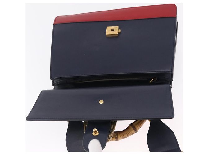 Borsa a mano GUCCI Bamboo Dionysus in pelle Navy Gold 448075 Auth ep16359V - vista 10