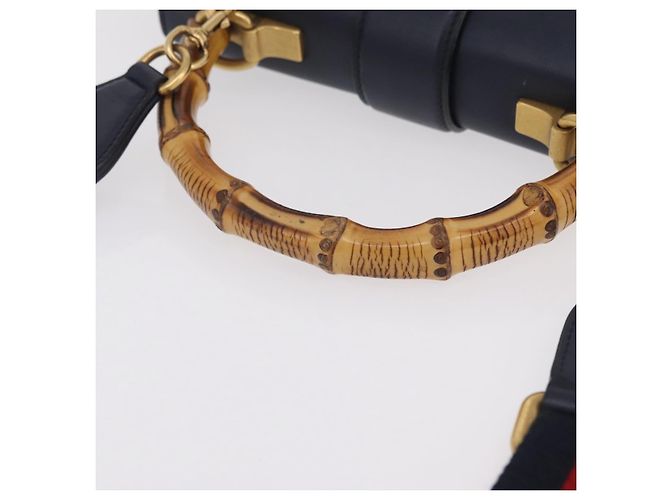 Borsa a mano GUCCI Bamboo Dionysus in pelle Navy Gold 448075 Auth ep16359V - vista 7