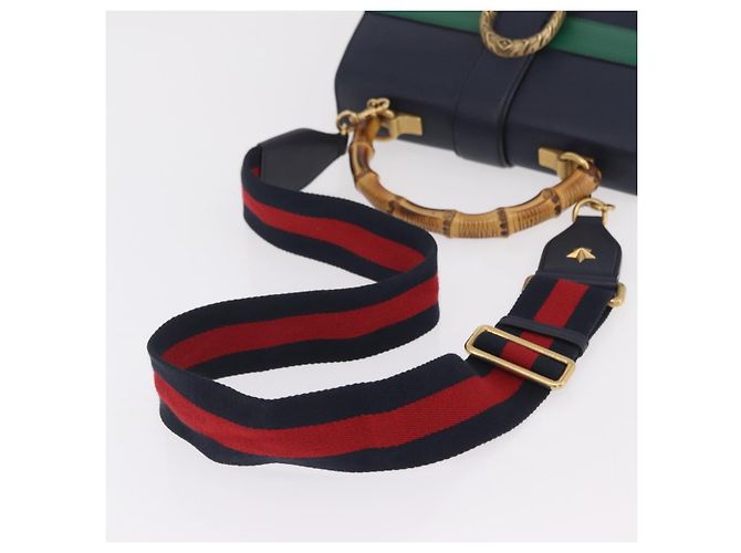 Borsa a mano GUCCI Bamboo Dionysus in pelle Navy Gold 448075 Auth ep16359V - vista 8
