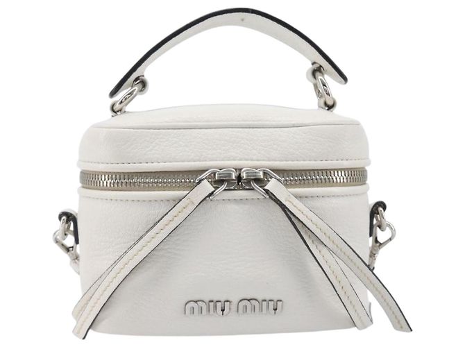 Sac à épaule Vanity Miu Miu en cuir 2 voies Blanc Argent Auth 206320A Argenté - vue 13