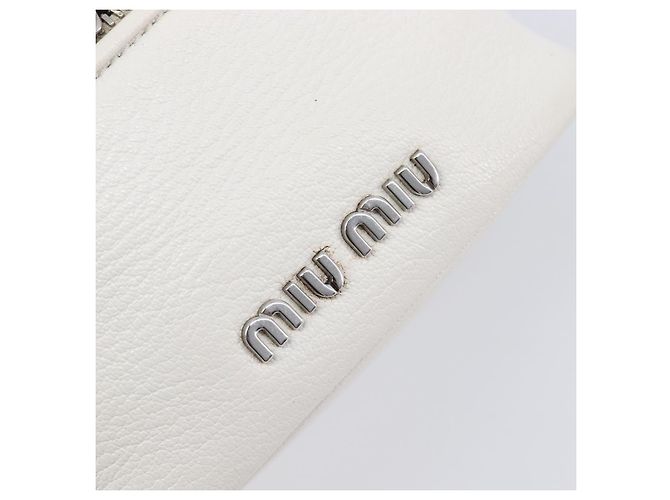Sac à épaule Vanity Miu Miu en cuir 2 voies Blanc Argent Auth 206320A Argenté - vue 20