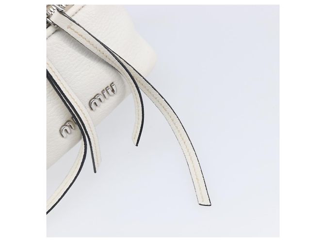 Sac à épaule Vanity Miu Miu en cuir 2 voies Blanc Argent Auth 206320A Argenté - vue 22
