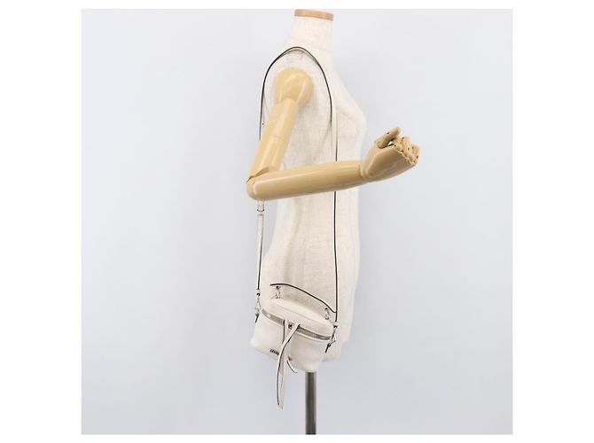 Sac à épaule Vanity Miu Miu en cuir 2 voies Blanc Argent Auth 206320A Argenté - vue 27