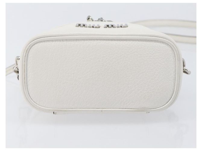 Sac à épaule Vanity Miu Miu en cuir 2 voies Blanc Argent Auth 206320A Argenté - vue 5