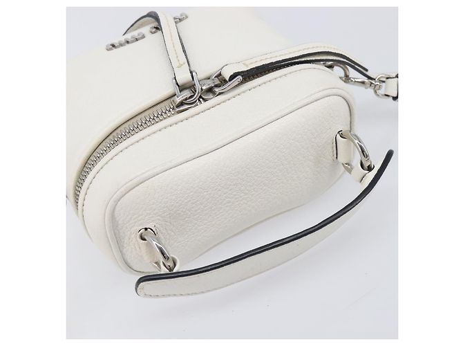 Sac à épaule Vanity Miu Miu en cuir 2 voies Blanc Argent Auth 206320A Argenté - vue 6