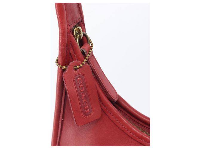 Bolsa de Ombro Coach em Couro Vermelho e Ouro Auth 205341A Dourado - vista 10