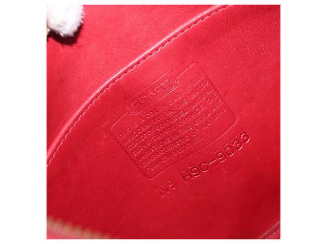 Bolsa de Ombro Coach em Couro Vermelho e Ouro Auth 205341A Dourado - vista 12