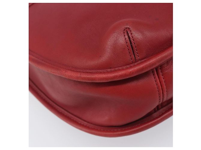 Bolsa de Ombro Coach em Couro Vermelho e Ouro Auth 205341A Dourado - vista 14