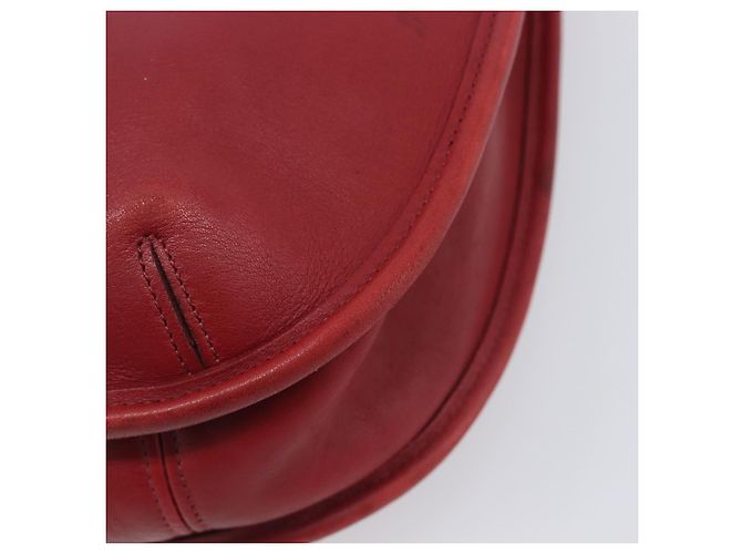 Bolsa de Ombro Coach em Couro Vermelho e Ouro Auth 205341A Dourado - vista 15