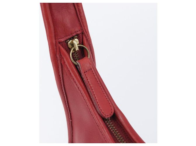 Bolsa de Ombro Coach em Couro Vermelho e Ouro Auth 205341A Dourado - vista 17