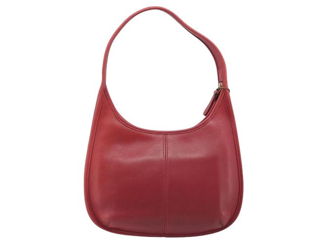 Bolsa de Ombro Coach em Couro Vermelho e Ouro Auth 205341A Dourado - vista 2