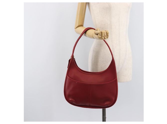 Bolsa de Ombro Coach em Couro Vermelho e Ouro Auth 205341A Dourado - vista 22