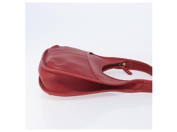 Bolsa de Ombro Coach em Couro Vermelho e Ouro Auth 205341A Dourado - vista 3
