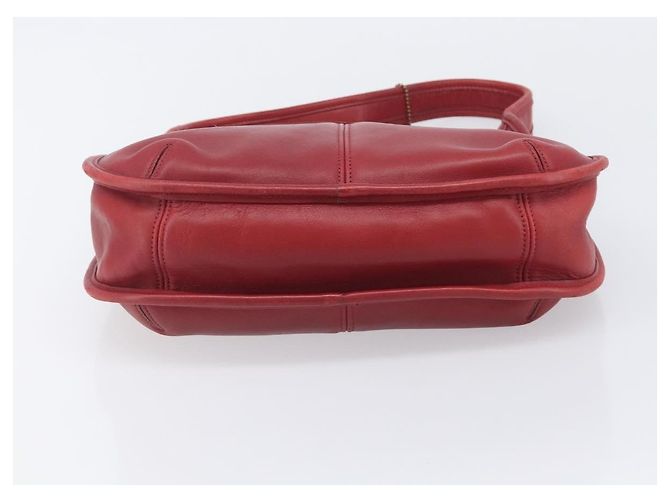 Bolsa de Ombro Coach em Couro Vermelho e Ouro Auth 205341A Dourado - vista 5