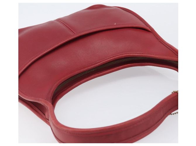 Bolsa de Ombro Coach em Couro Vermelho e Ouro Auth 205341A Dourado - vista 6