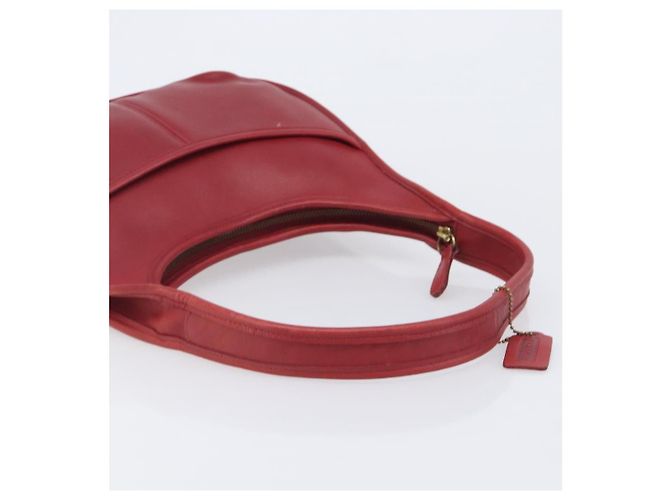 Bolsa de Ombro Coach em Couro Vermelho e Ouro Auth 205341A Dourado - vista 7