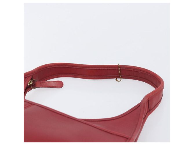 Bolsa de Ombro Coach em Couro Vermelho e Ouro Auth 205341A Dourado - vista 8